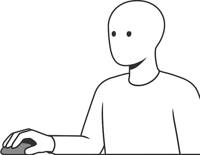 User working at computer